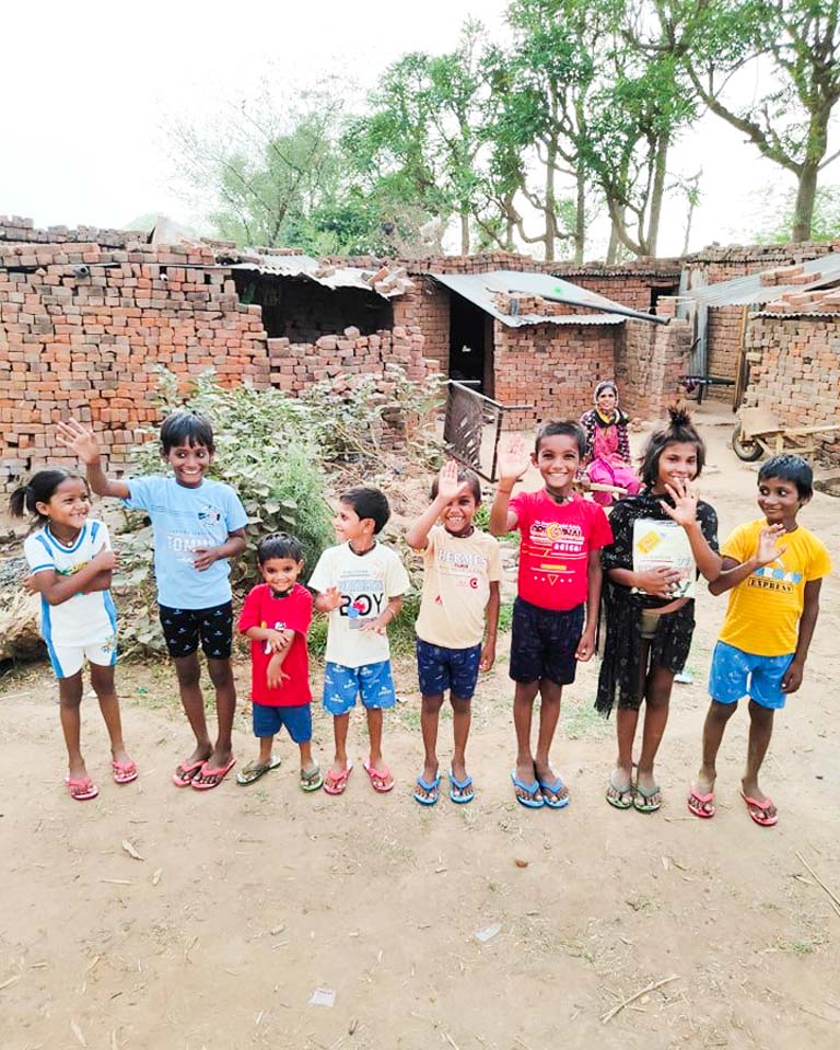 A group of happy kids in their new cool kit clothes